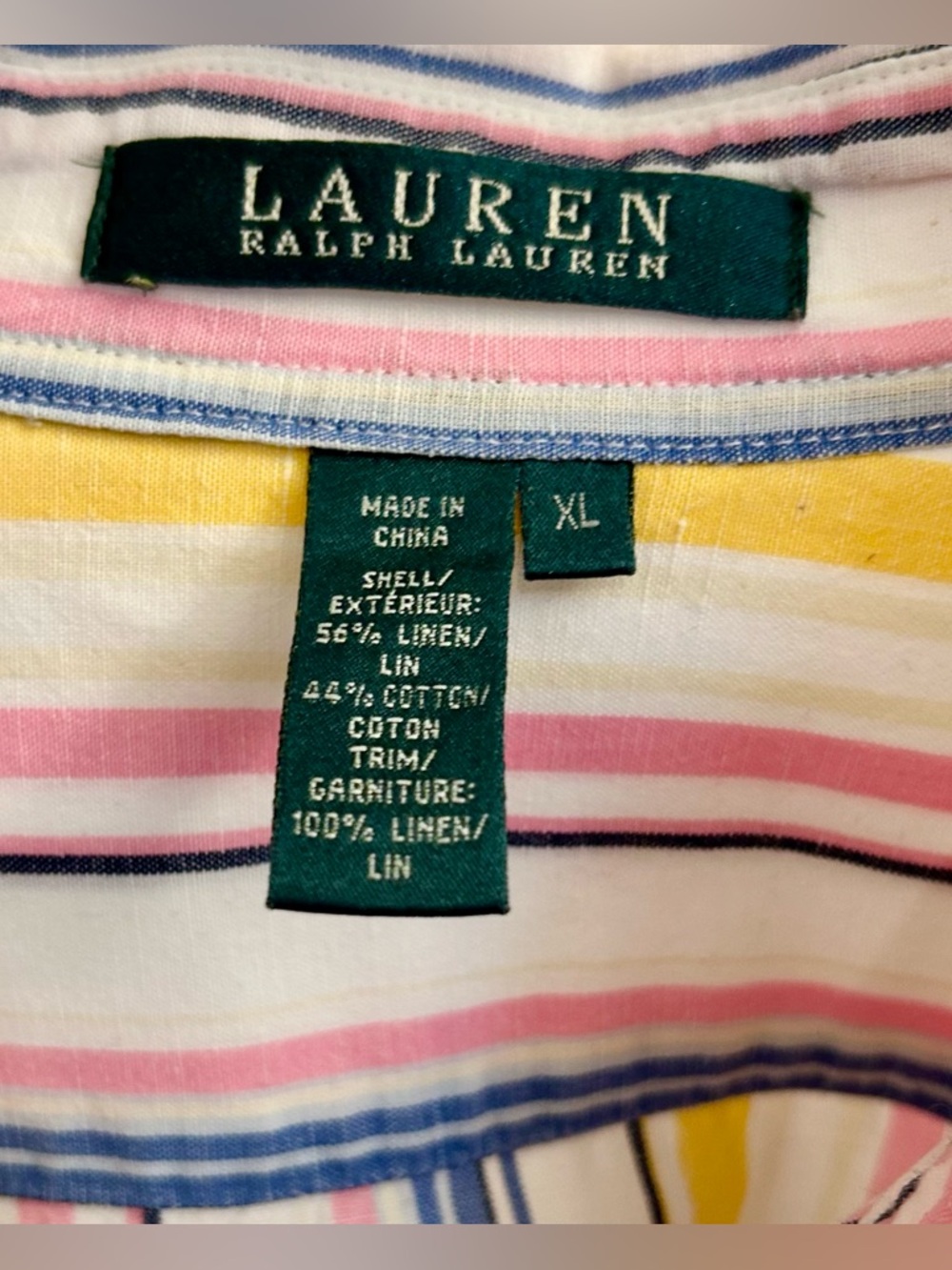 VTG Lauren Ralph Lauren Linen/cotton Blouse XL - Picture 7 of 11